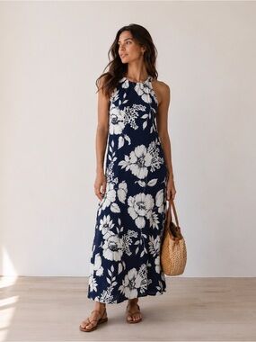 🎉LAST PIECE🎉ANNE KLEIN‎ Milly FloralHalter Maxi Dress